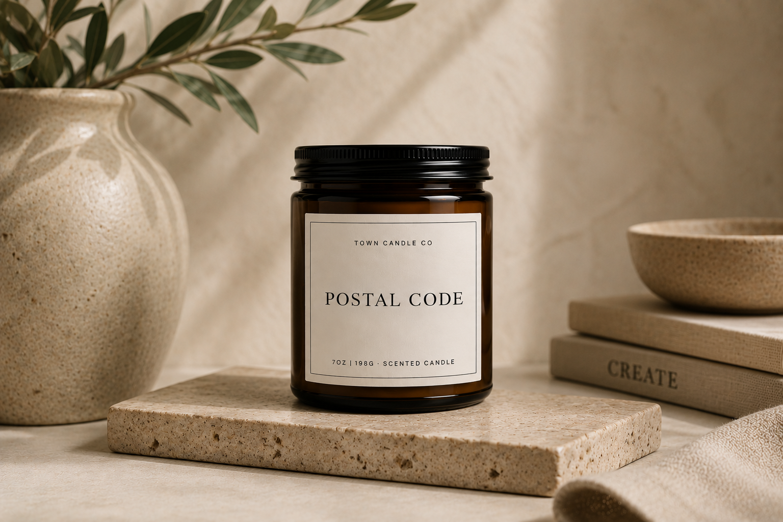 Custom Postal Code Candle